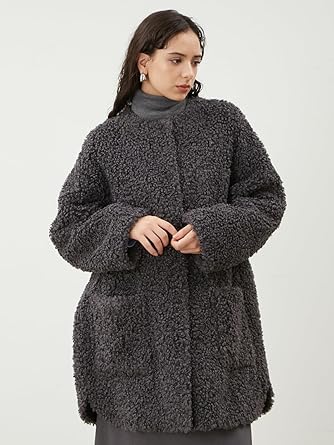 Amazon | [ミラオーウェン] ノーカラーシャツカーブボアコート