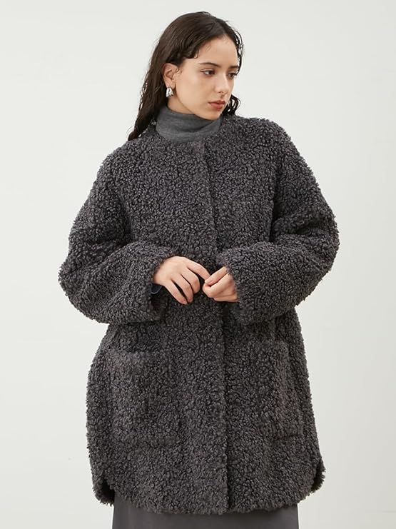 Amazon | [ミラオーウェン] ノーカラーシャツカーブボアコート