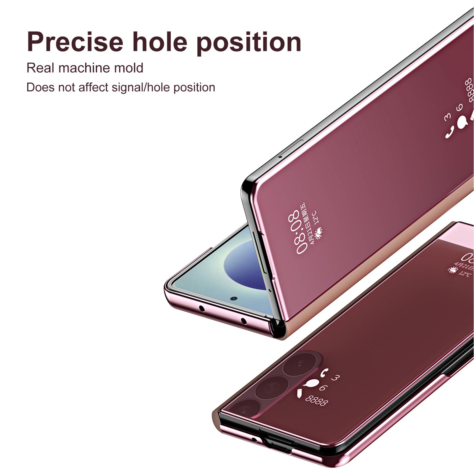Ribaltabile Custodia per Samsung Galaxy Z Fold 8 Ultra, Chiaro Finestra | Chiusura Magnetica Placcatura Specchio Pelle Cover con Funzione Supporto Caso,Argento,Fold 8 Ultra