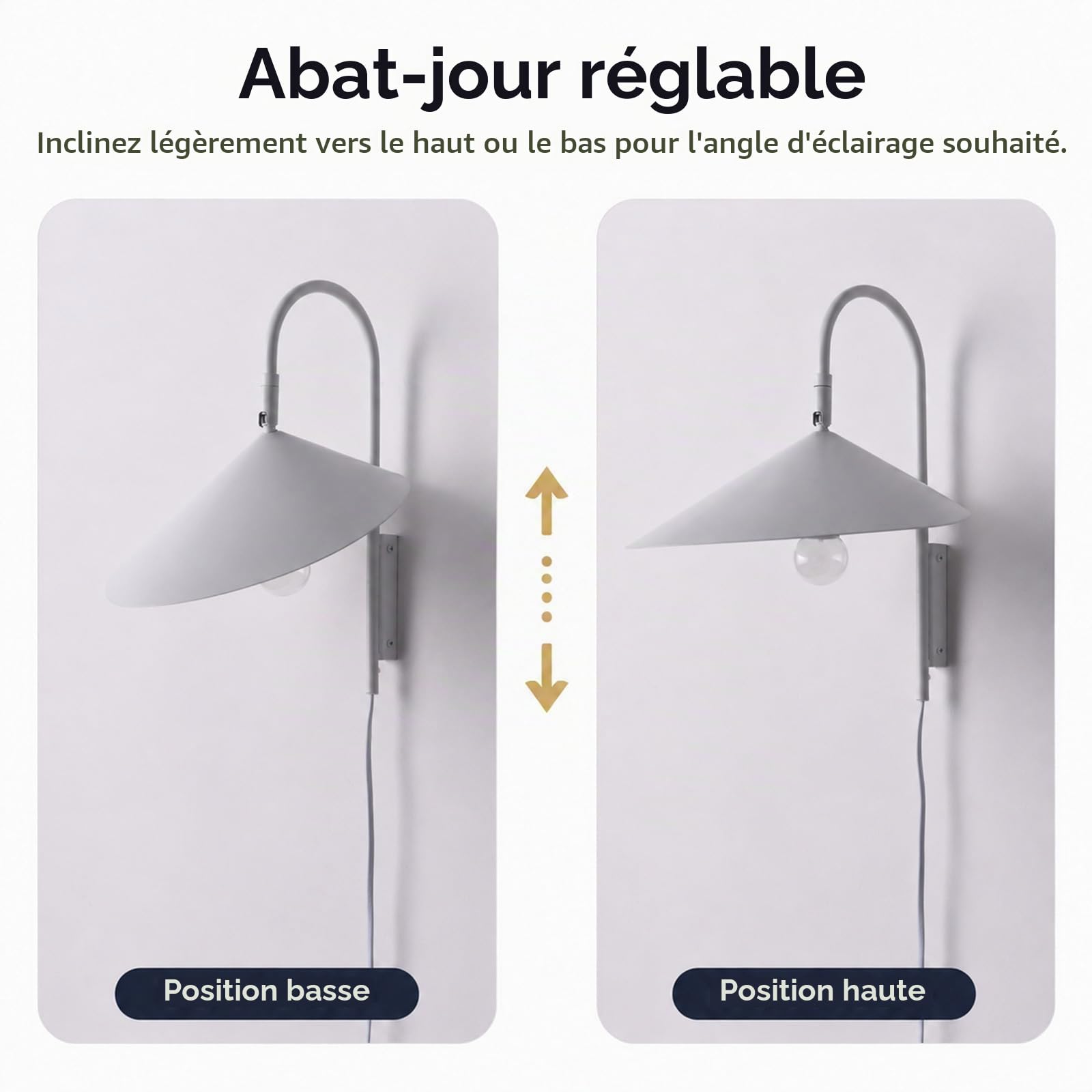 Alpinaluz Applique Murale E27 Blanche avec Prise et Bras Courbe Orientable