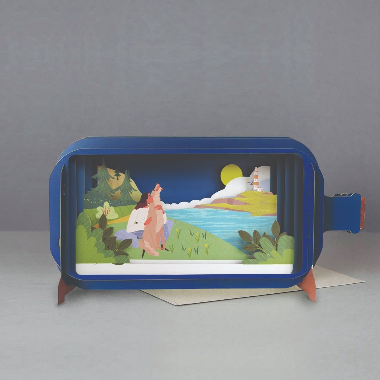 Message in A Bottle Dog Walk Pop Up Any Occasion Greeting Card by Alljoy Cards MIB151, Blue, 24cm x 12cm - Image 4