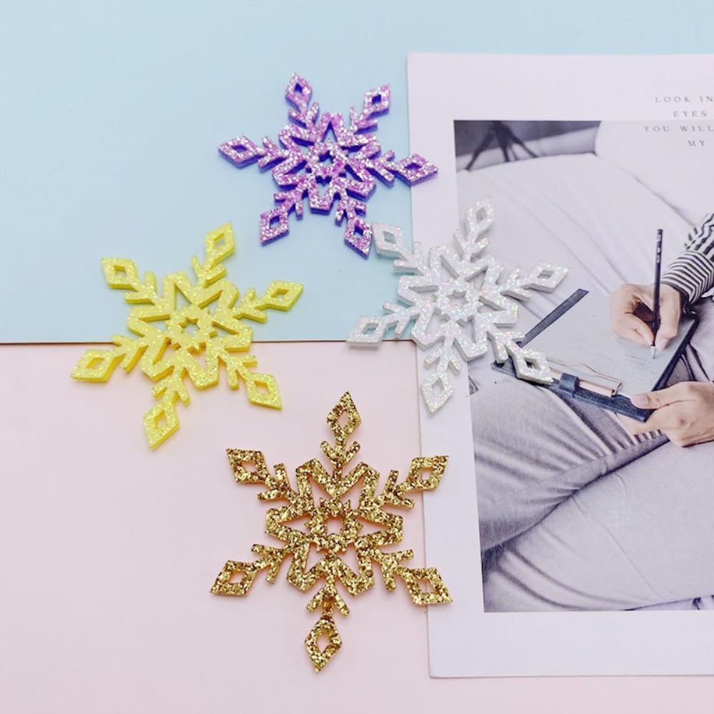 Anevous Weihnachtsschneeflocken 10 Stück - Glitzer Deko Für Christbaum & Fenster In Lila