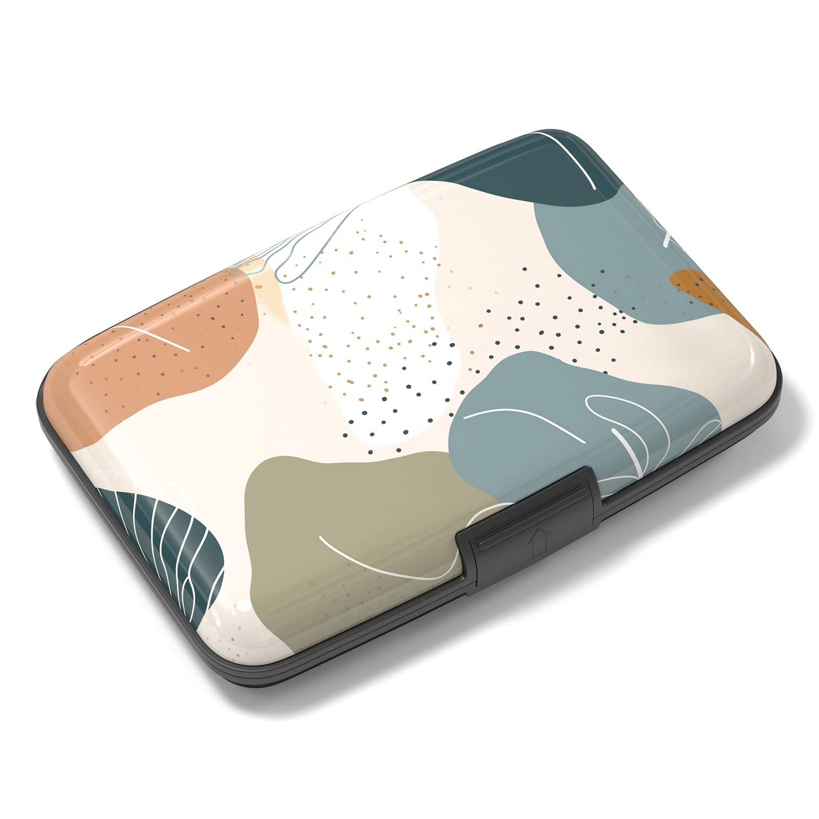 Rimilak Aluminuml Credit Card Holder, Mini Credit Card Wallet RFID Blocking Slim Metal Hard Case for Women Men, Modern Abstract Art