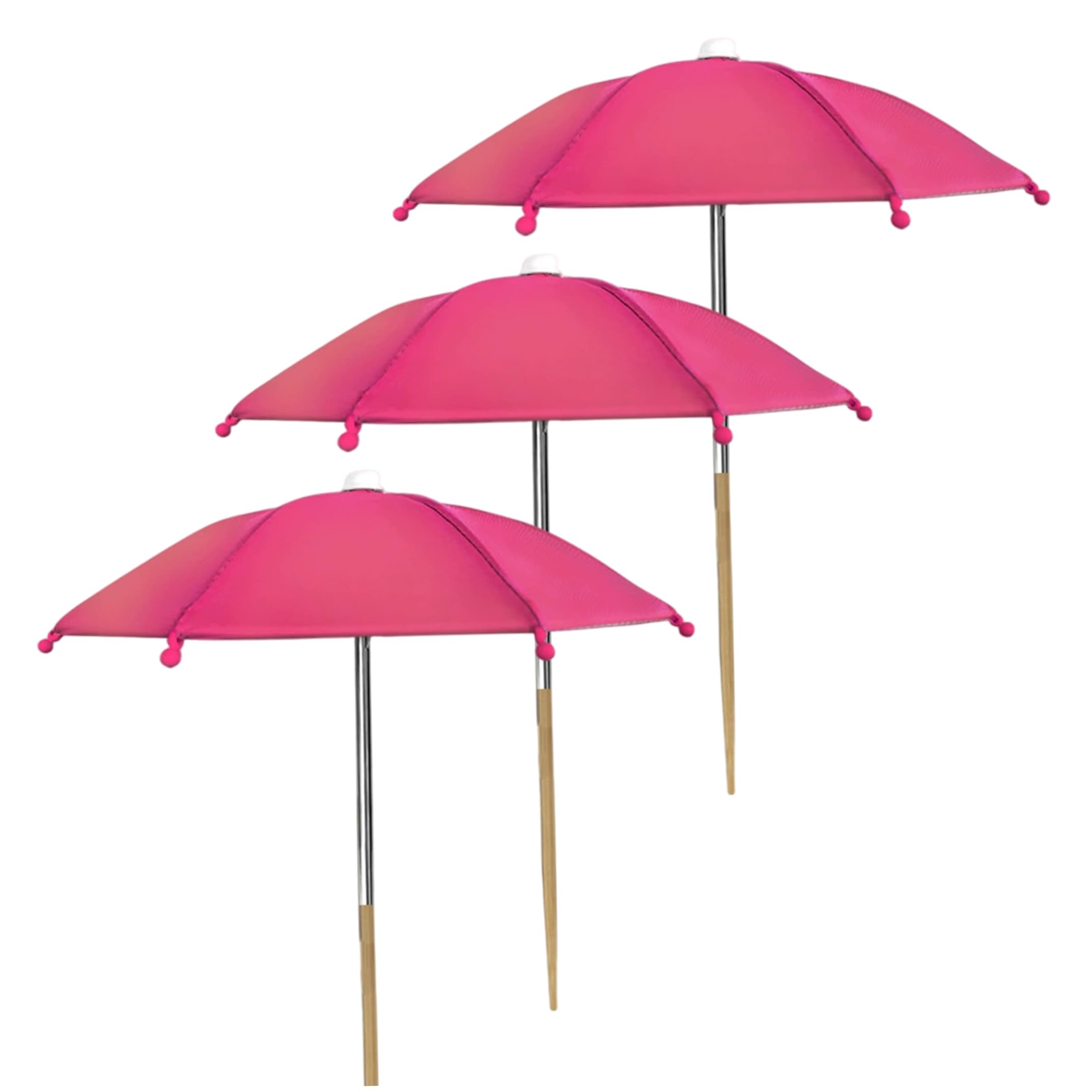 StaZamor 3PCS Mini Plant Umbrella 11x14 Inch, Portable Plant Shade for Sun & Rain Protection, Outdoor Garden Umbrella for Potted Plants, Indoor Succulent Cover, Rose Red
