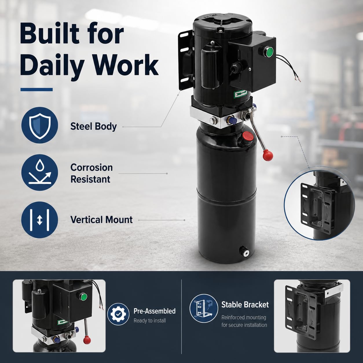 Grupo hidráulico 220 V 2,2 kW, bomba hidráulica de efecto simple con depósito 10 L, planta hidráulica para puente elevador de coche, taller de garaje auto