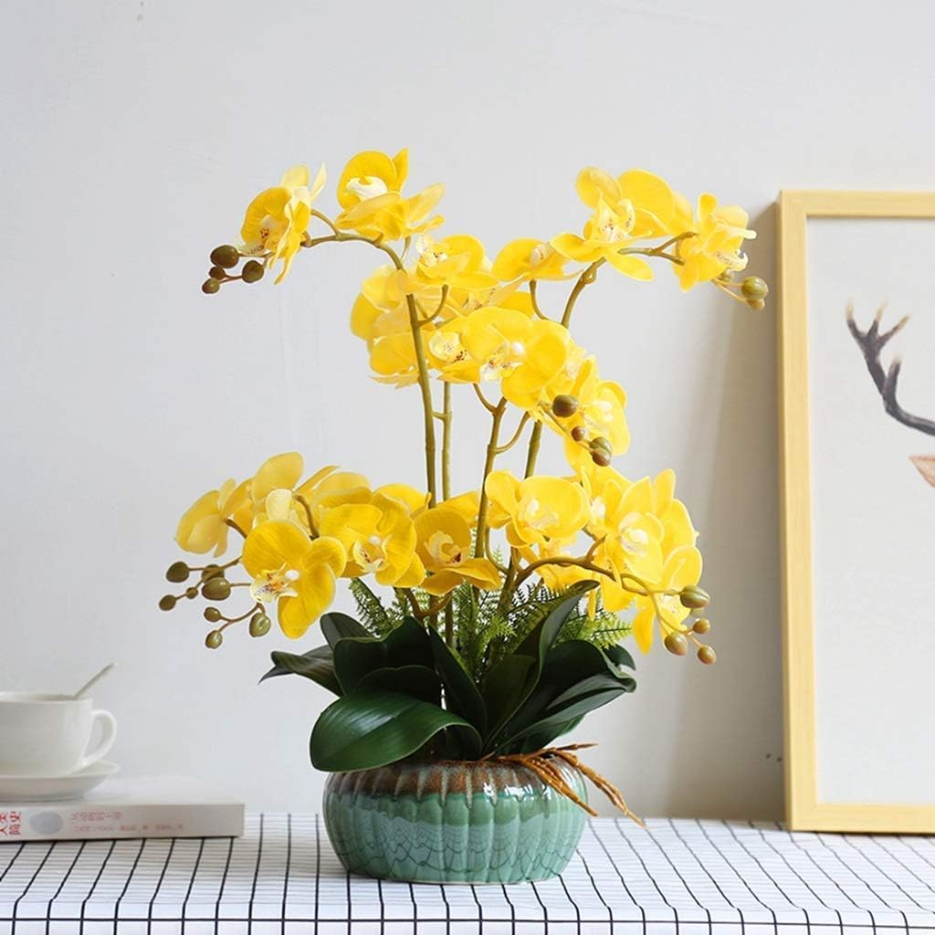 Orquídeas Artificiales con Maceta De Cerámica, Flores Artificiales De Seda, Flores Artificiales De Phalaenopsis De 23,6 Pulgadas, Orquídea Artificial, Flores Falsas,