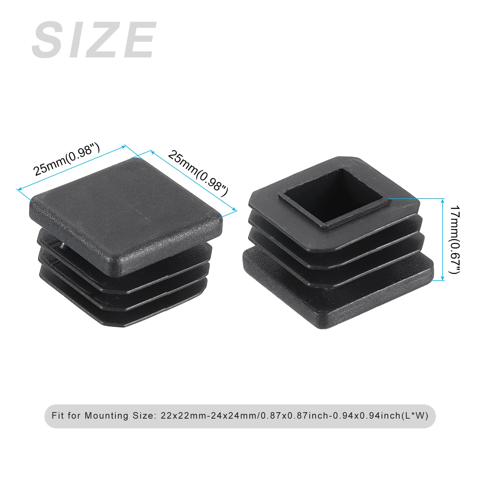 METALLIXITY Square Tube End Cap(25 x 25mm) 12Pcs - Image 2