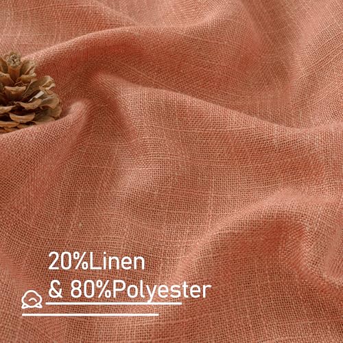 LAMIT Terracotta Linen Curtains 80 inch Length 2 Panels, Light Filtering Semi Sheer Panels Back Tab and Rod Pocket Neutral Drapes for Bedroom/Living Room, 34 x 80 Inch