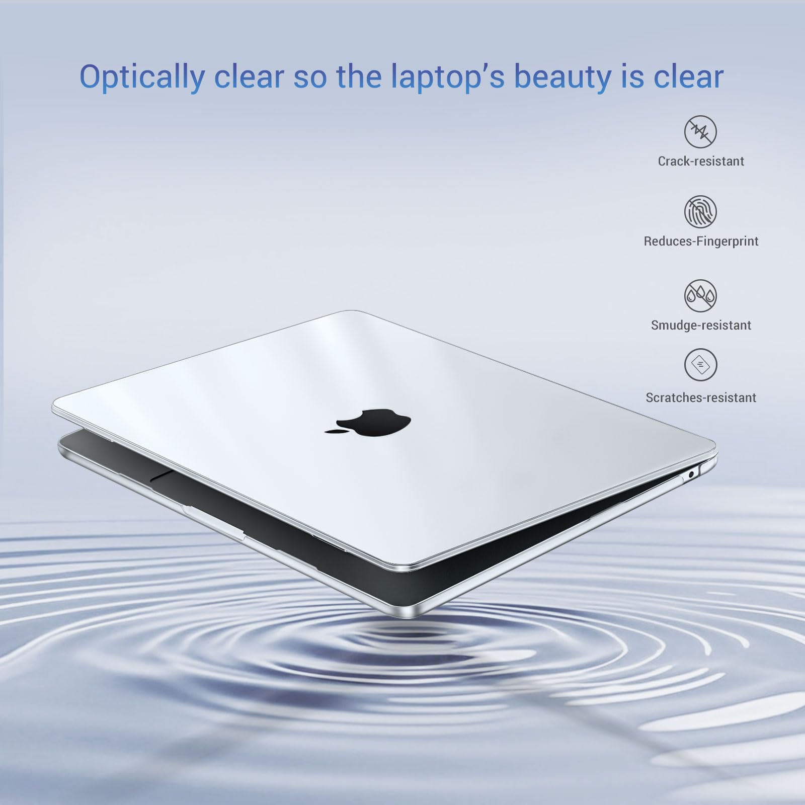 MOSISO Custodia Compatibile con MacBook Air 13 Cover M5 M4 M3 M2 2026-2022 A3449 A3240 A3113 A2681, Case per MacBook Air 13,6'' Liquid Retina&Copritastiera&Pellicola&Copri Webcam, Trasparente