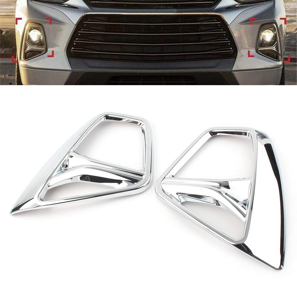 Cnamid5 Chrome Fog Light Trim Covers – Front Bumper Protector Guards For Chevy Blazer 2019-2020 – ABS Plastic