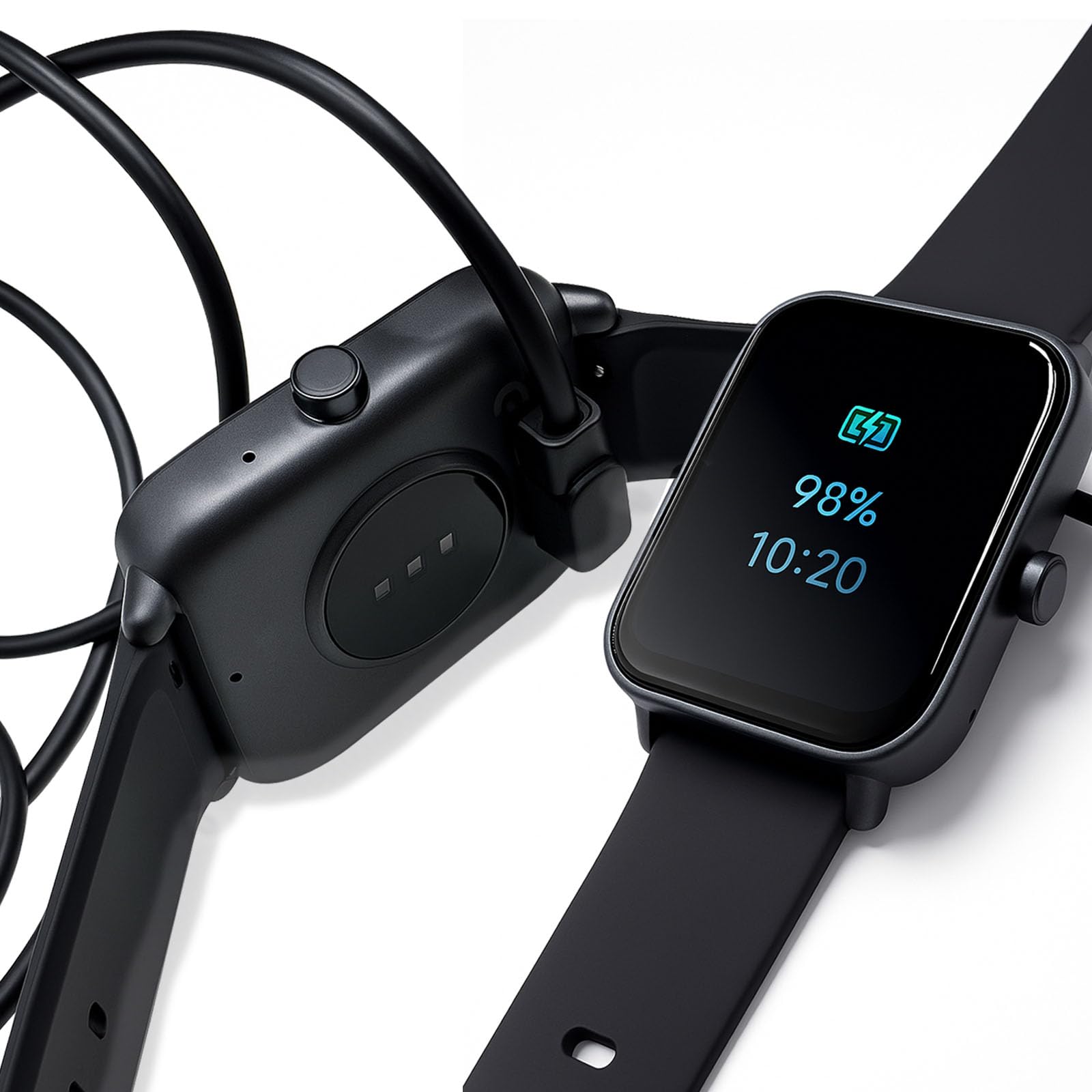 Caricabatterie compatibile con smartwatch VeryFitPro, Fitpolo, Tozo e Yamay, inclusi i modelli SW025, Letsfit ID205L, cavo USB magnetico sostituibile, cavo di ricarica rapida per smartwatch (2, nero)