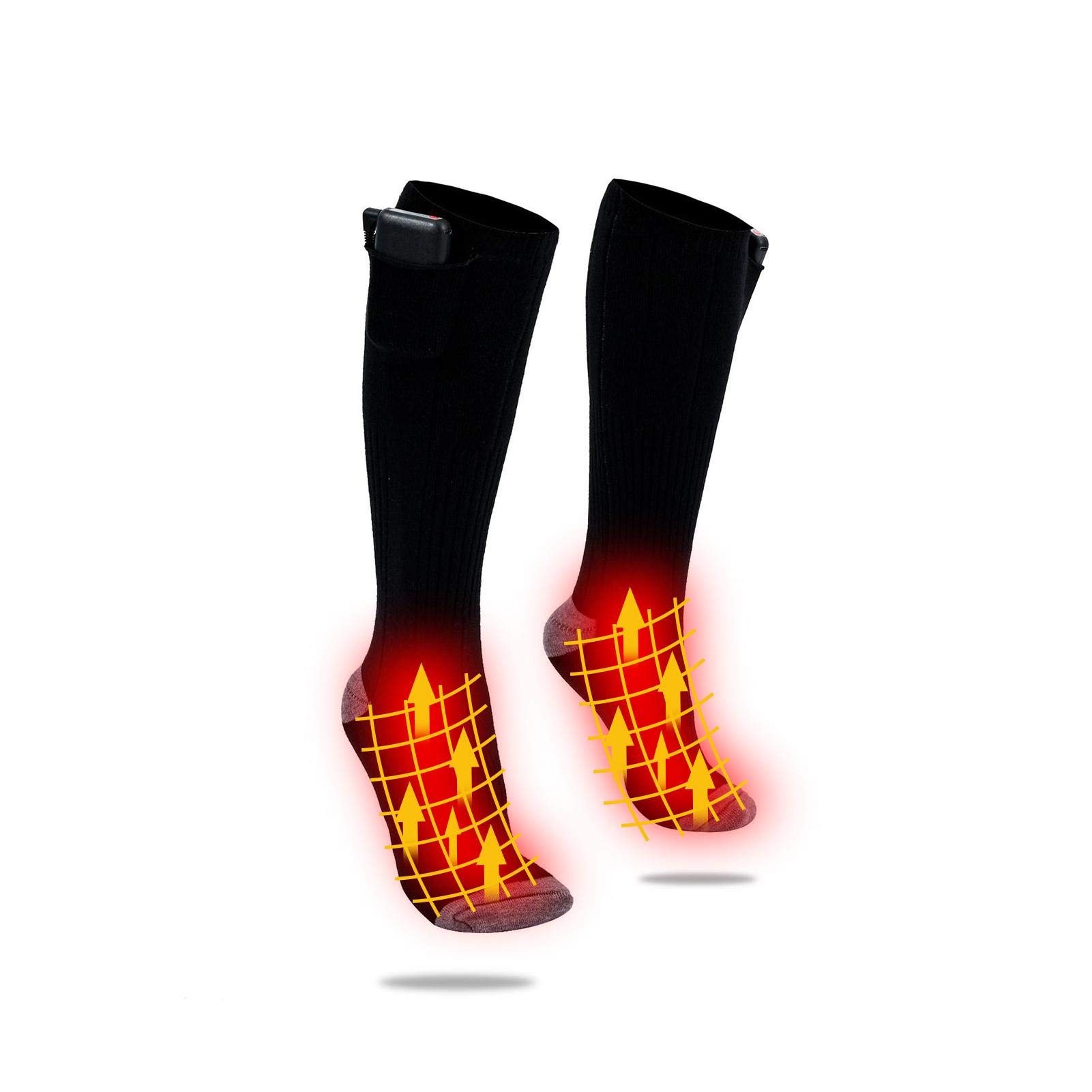 Chaussettes Chauffantes, Chaussettes Chauffantes Électriques pour Hommes Femmes, Chaussettes d'hiver Chaudes en Coton pour Sports de Plein Air - Camping, Pêche, Cyclisme, Moto, Patinage et Ski