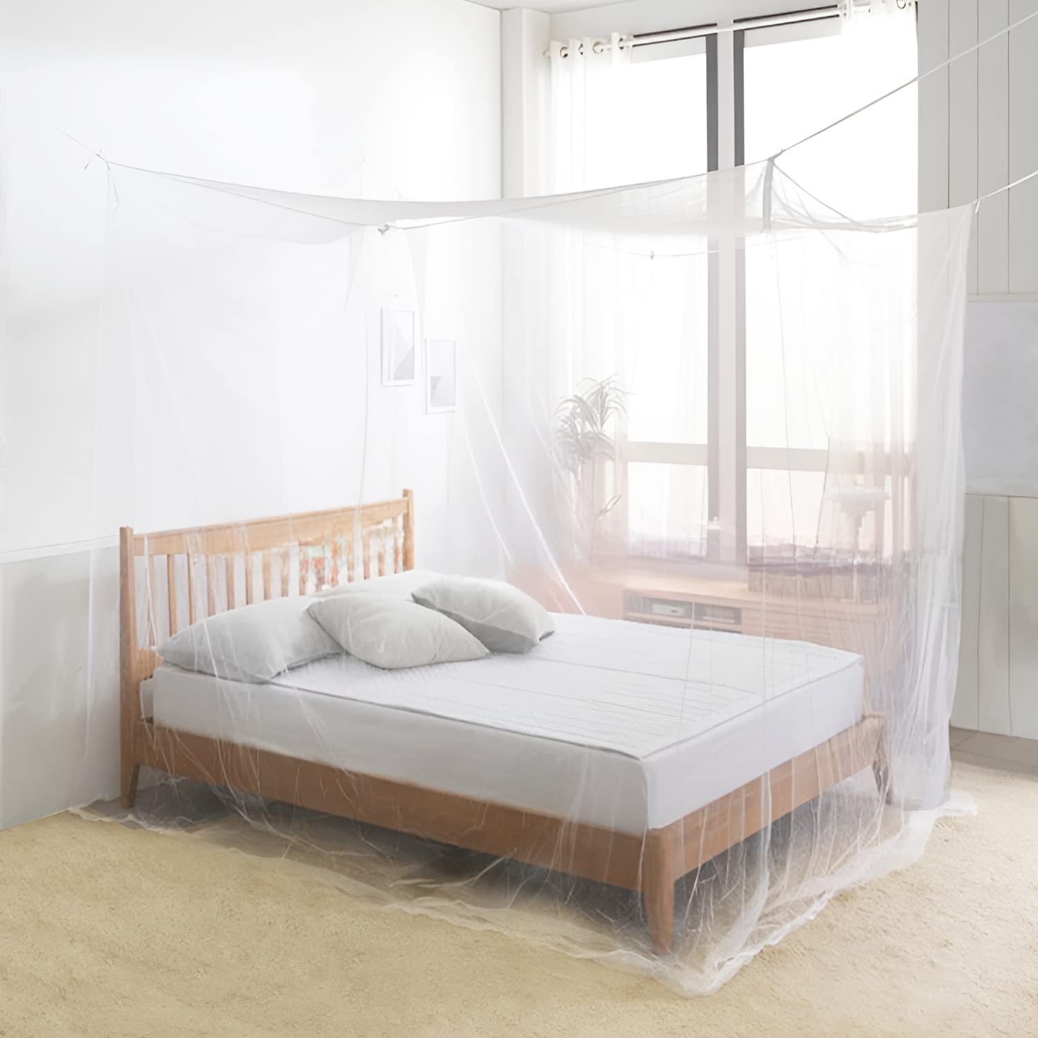 Amazon｜Dreamy wing 蚊帳 かや 開閉不可 シングル/ダブル用 吊り下げ