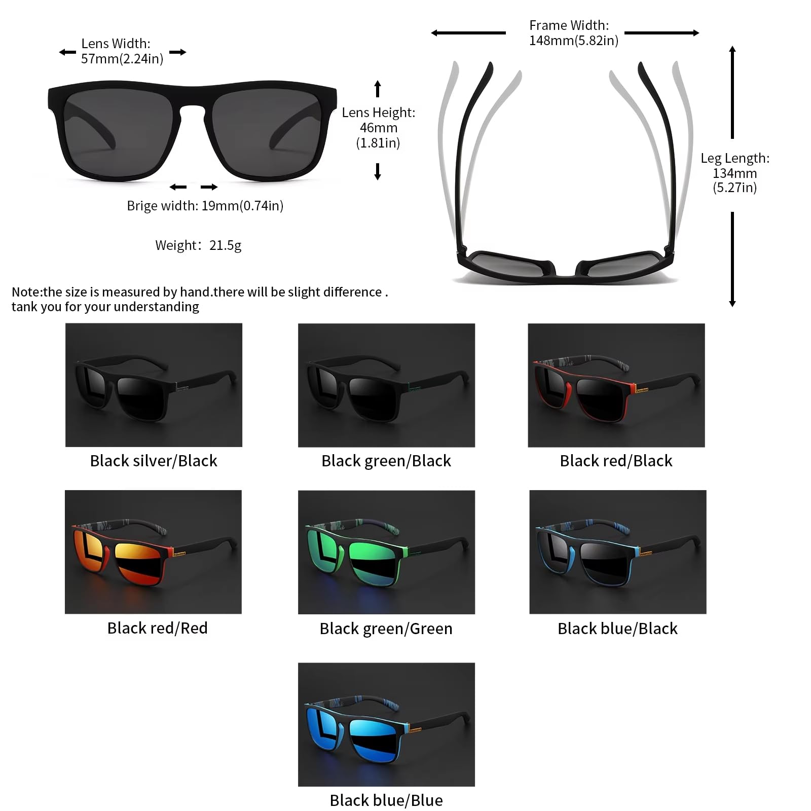 Gafas de Sol Cuadradas Polarizadas 1-4 Pack Unisex Pc Uv400 Conducción Pesca Pesca, Ciclismo Y Uso Diario Al Aire Libre-4pcs-5