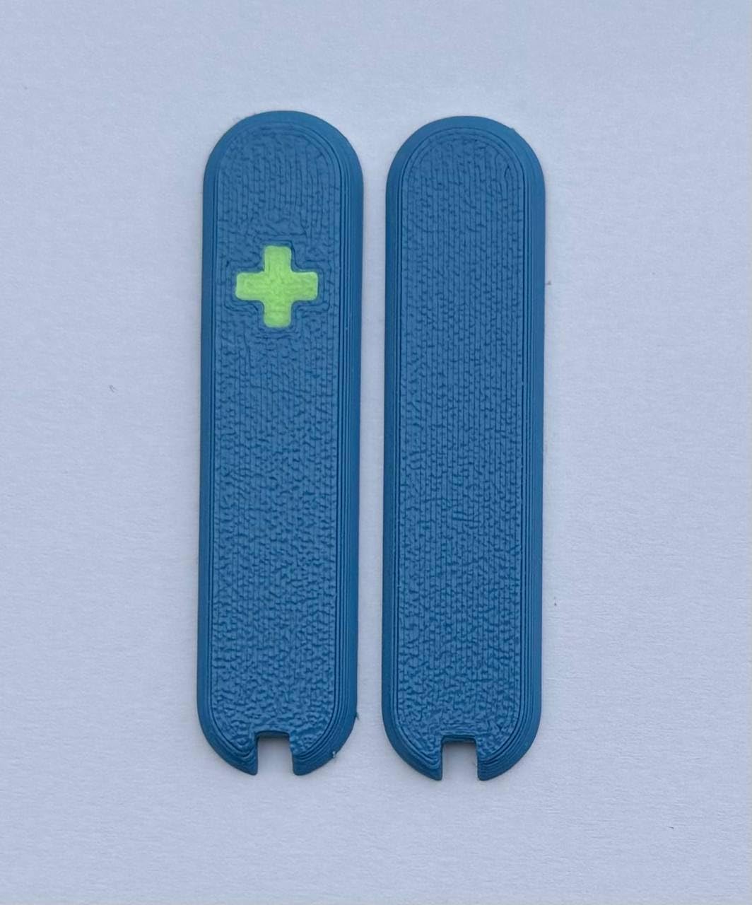 Replacement Covers For Victorinox Scales 58mm Plastic Handles With Tweezers And Toothpick Slots And Glowing Cross (Blue)
