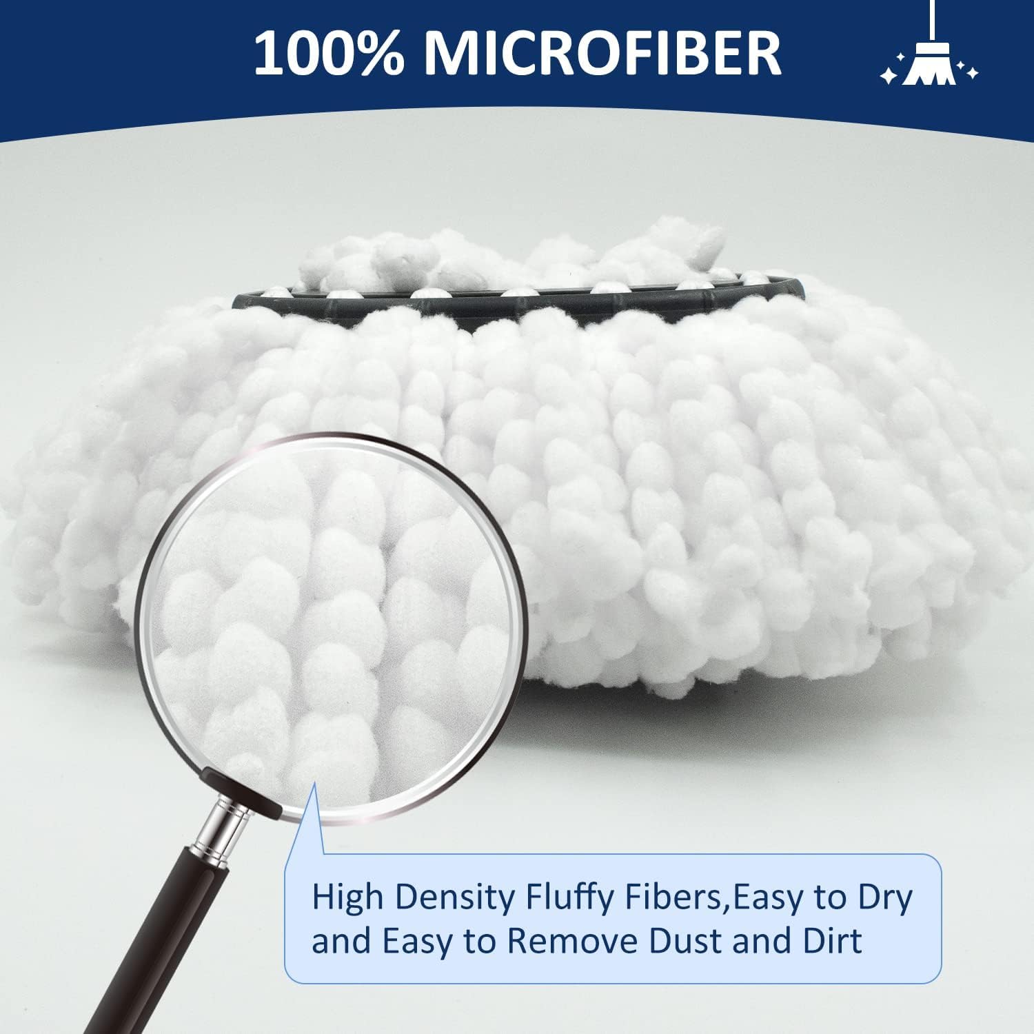 4 Testine Ricambio In Microfibra Per Mocio EasyWring 1-Tank + Manico Regolabile In Acciaio