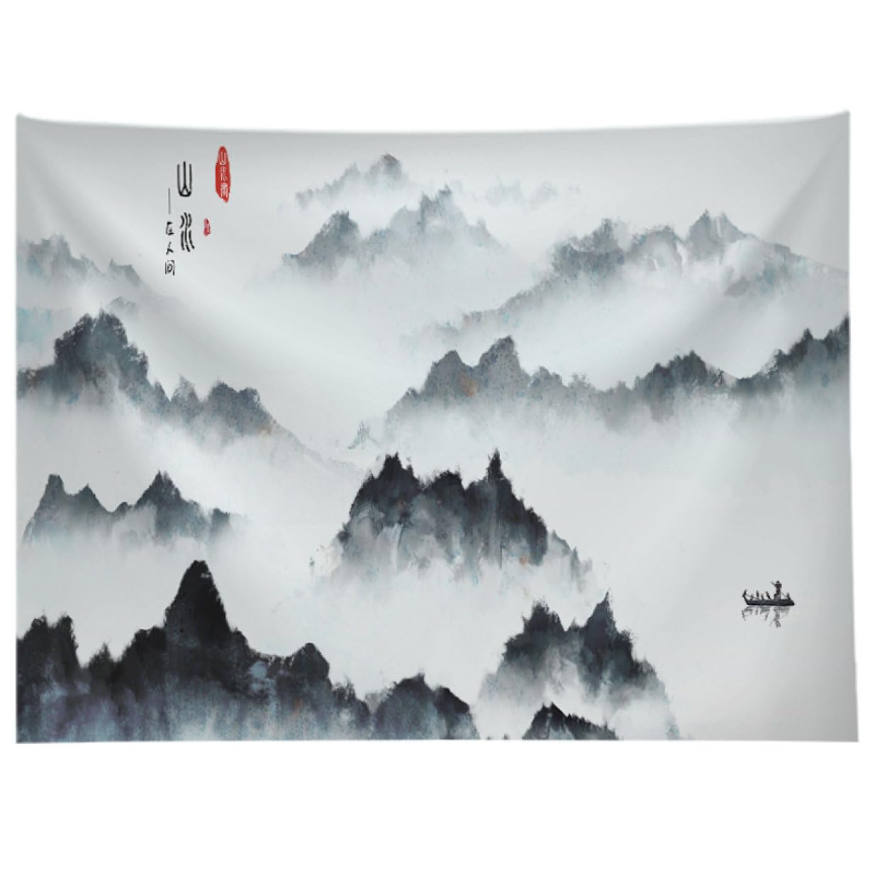 Amazon.co.jp: SGNYXH タペストリー 霧の森 雲海 水墨画 山水画 中国