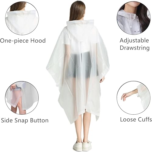 Miniatura 4 de YUNLOVXEE Poncho de lluvia para adultos, reutilizables, paquete de 2 a 5 unidades, capa impermeable de EVA con capucha, equipo de lluvia para