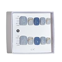 Vista 26 de LIGHT RAIN - Uñas a presión medianas con diseño de galaxia Andromeda, de lujo, reutilizables, de siete capas, con acabado UV, uñas postizas hechas a