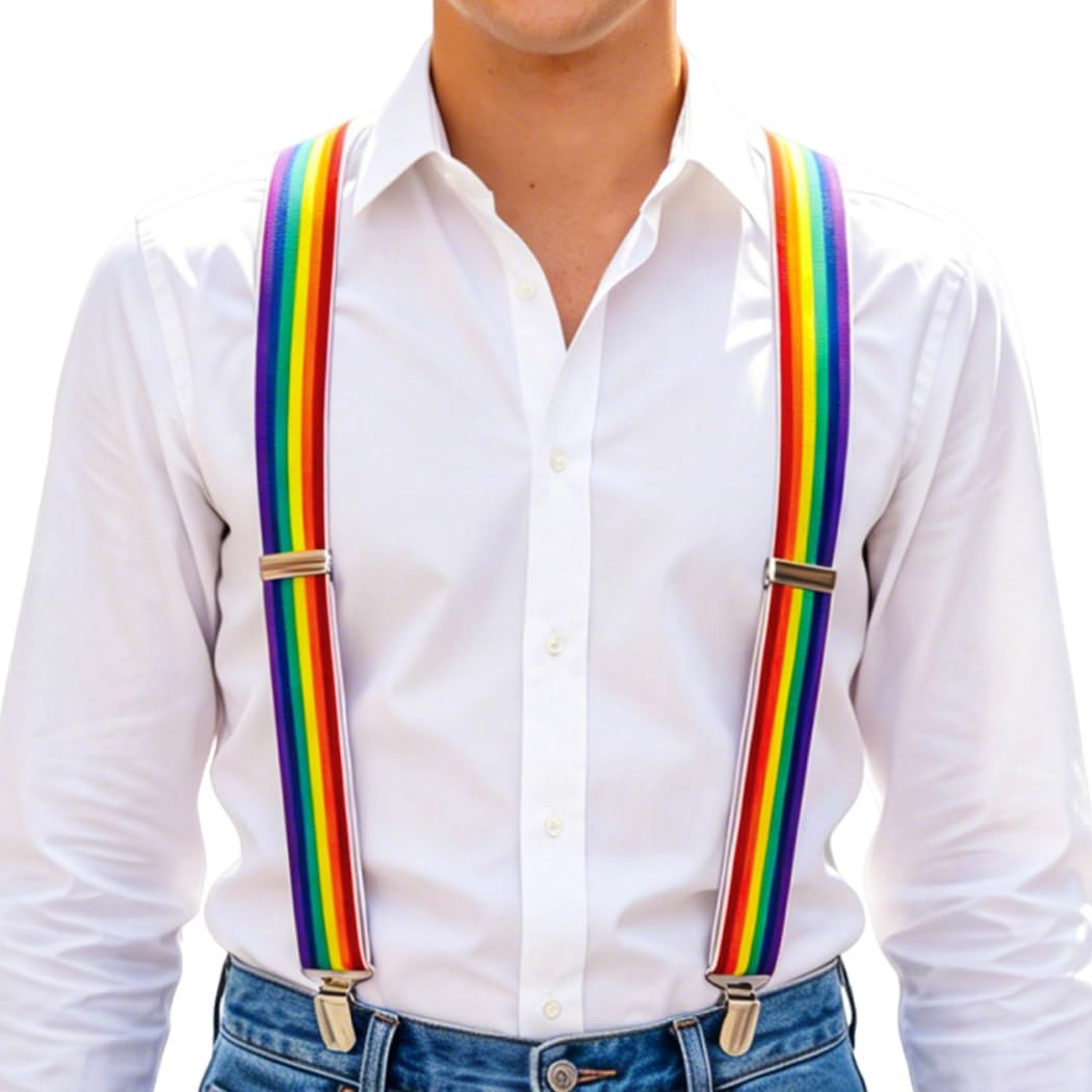 Zoestar Rainbow Suspenders Pride Suspender Colorful Costume Accessories for Men and Women