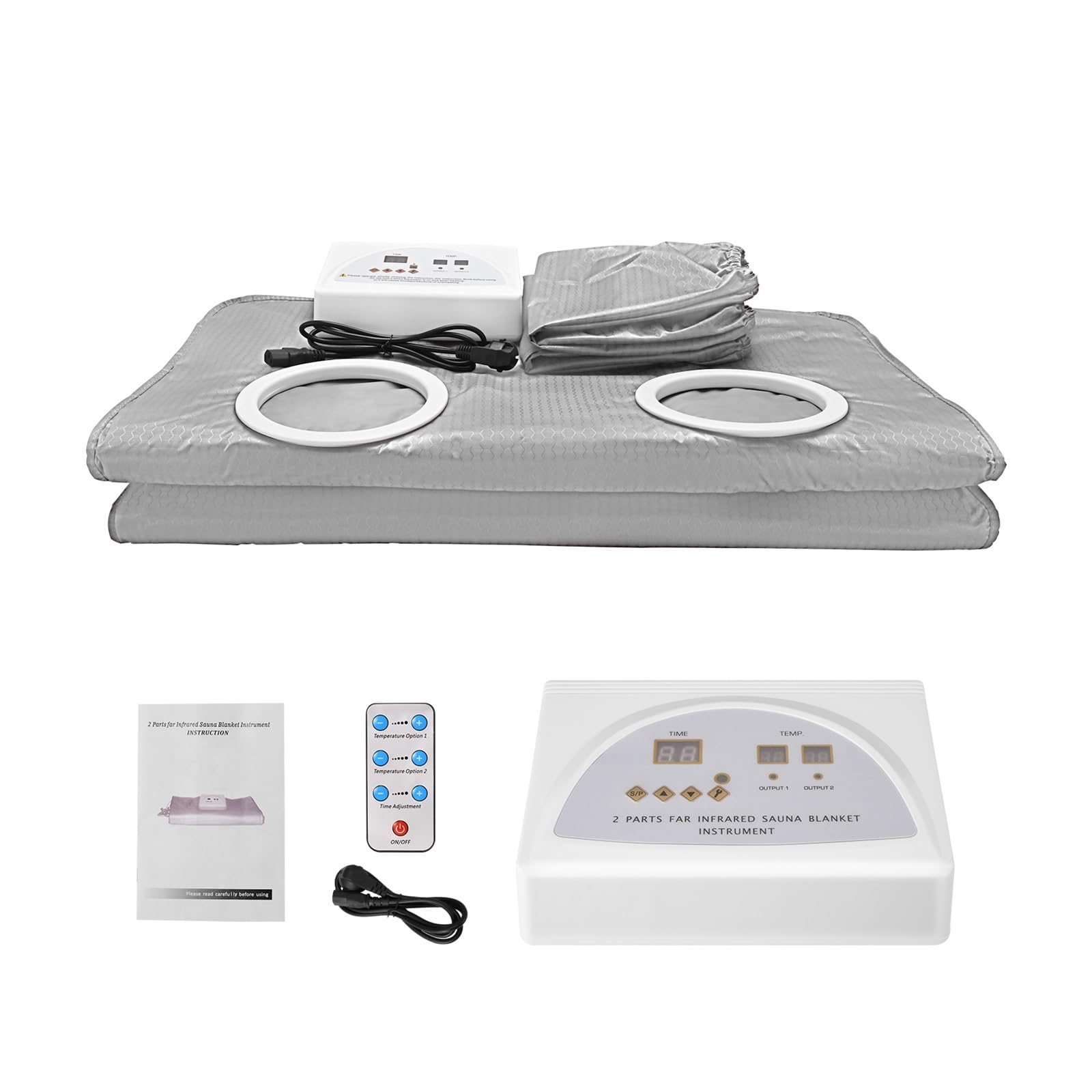 Sauna Portatile, Coperta for sauna con maniche, coperta for sauna termica digitale, body shaper for perdita di peso e fitness (con 2 maniche)(Silver)