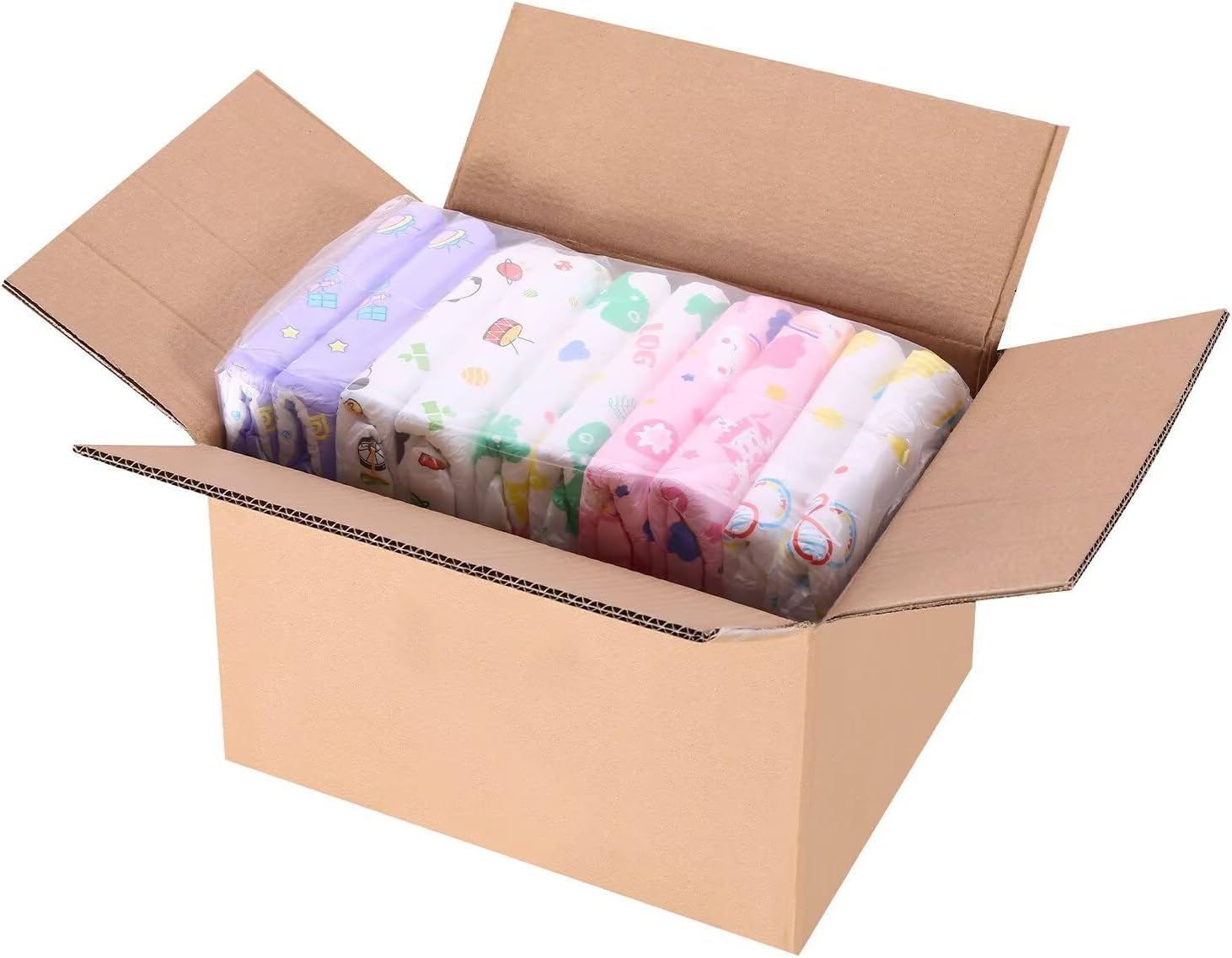 Landofgenie Adult Diapers with Tabs High Absorbency Print Diaper for Women and Men Medium Pack of 10, 5 Patterns