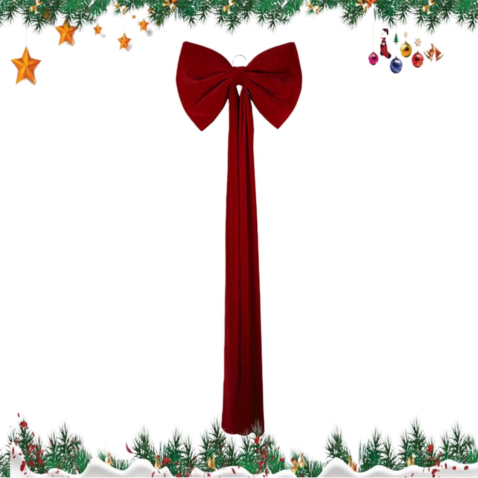 Weihnachtsbaum Spitze Schleife Festlicher Roter Schmuck