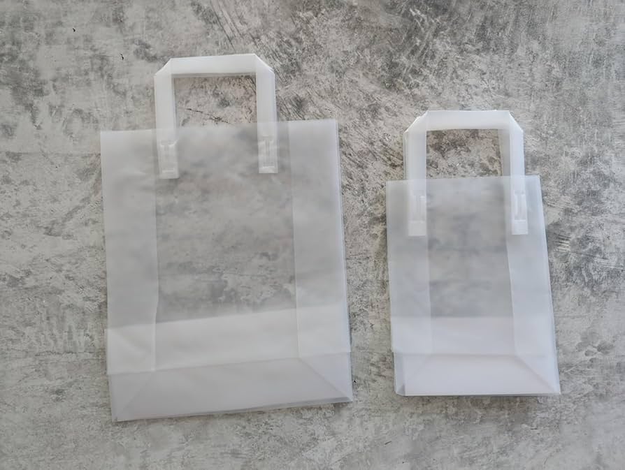 Amazon.co.jp: ヘッズ 無地 透明 手提げ 袋 S フロスト 30枚 ハンドル