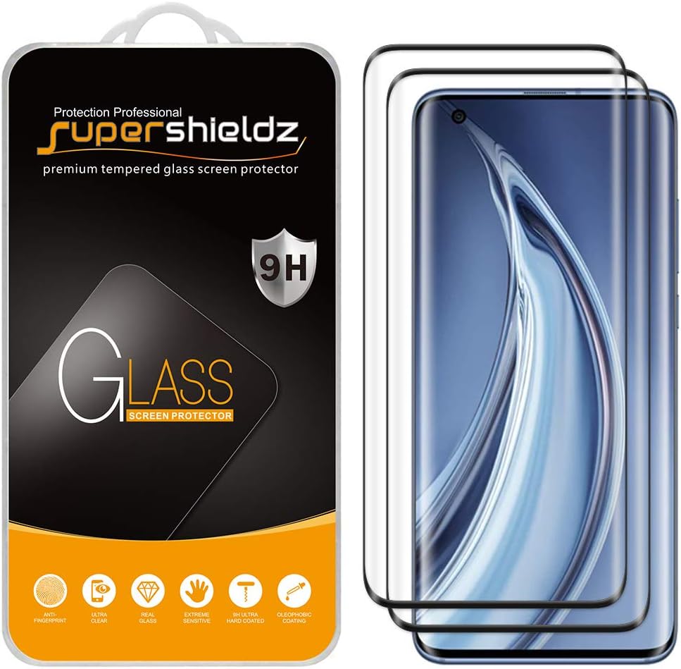 (2 Pack) Supershieldz Designed for Xiaomi Mi 10 Pro Tempered Glass Screen Protector, (Full Screen Coverage) Anti Scratch, Bubble Free (Black)