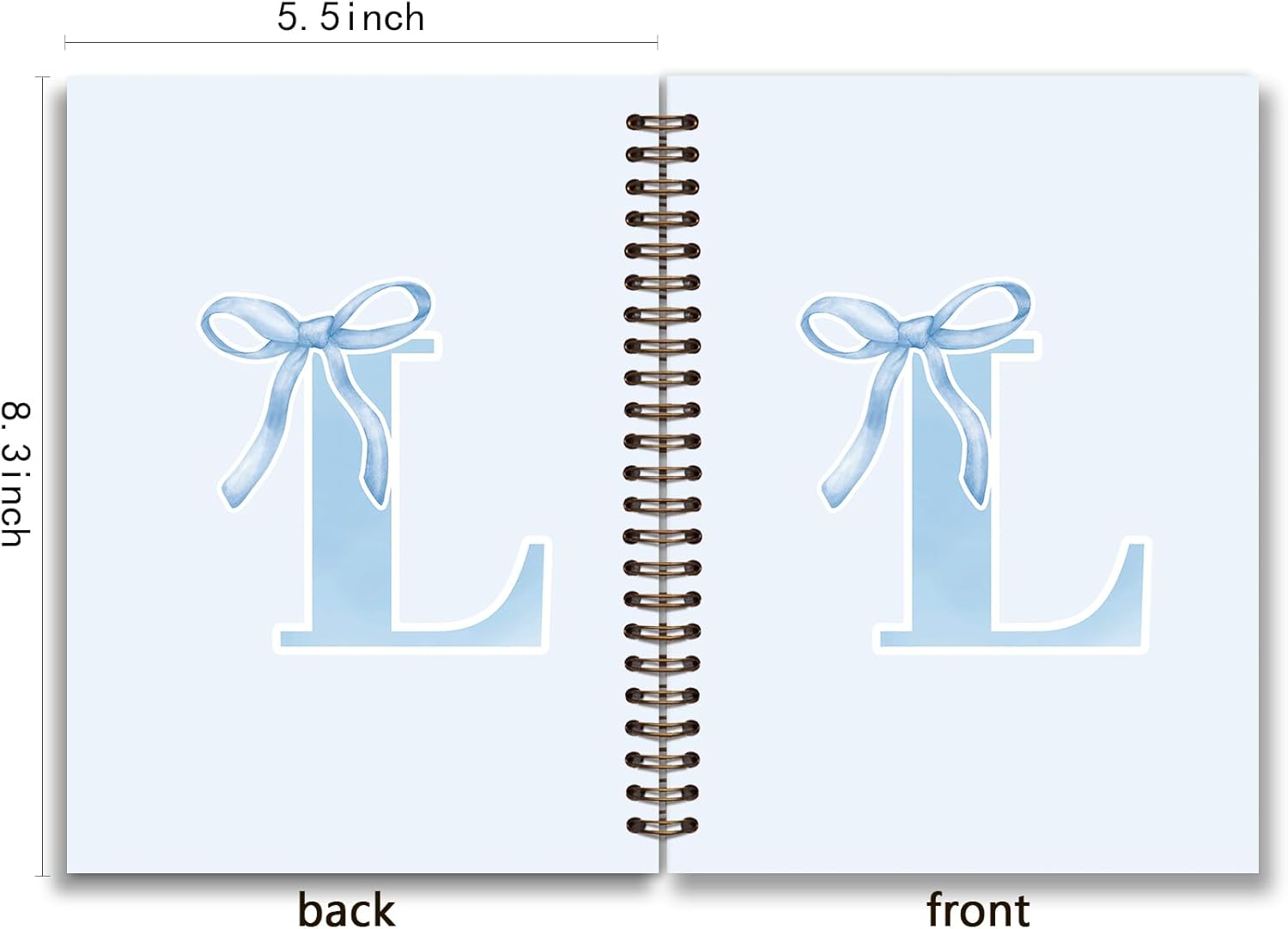 Blue Bow Journal Notebook for Girls,Initial L Journals Personalized Diary Gifts for Teen Girl Kids,Monogrammed Gifts for Women,Trendy Coquette Cute Hardcover Spiral Notebook 5.5 x 8.3 - Image 2