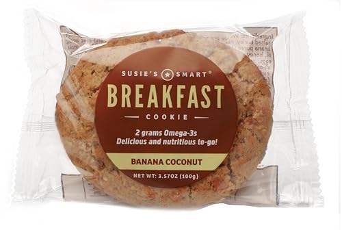 Susies Smart Breakfast Cookie saludable Omega-3s y proteína rica suave masticable casera galletas cocidas cocoplátano 6426 oz paquete de 18