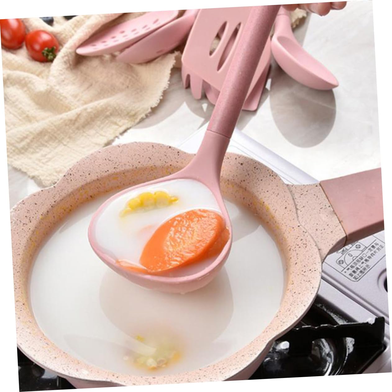 Zerodeko Utensilios de Cocina de Silicona Mango de Madera Espátula de Cocina Resistente Utensilios para Cocinar Sartenes