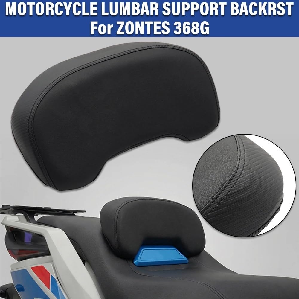 Motorrad Sitzkissen Passend für Zontes 368G ZT368G Motorradzubehör Vergrößertes verbreitertes Kissen Lordosenstütze Rückenlehne Motorrad Leder Sozius Situpad