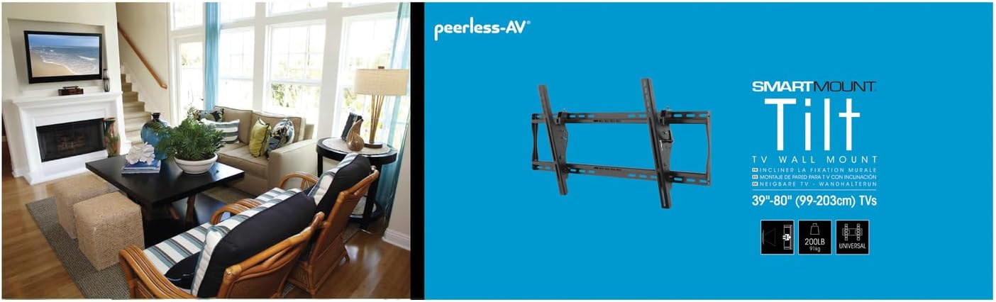 Peerless ST660P Universal Tilt Wall Mount for 39 to 80-inch Flat Panel Screen with one Touch Tilt