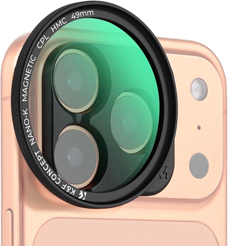 K&F CONCEPT Magnetic CPL Filter Set Compatible with iPhone 17 Pro & Pro Max | 49mm Phone Lens Filter Kit with Direct-Fit Camera Base, Case Compatible Circular Polariser for iPhone, FA302