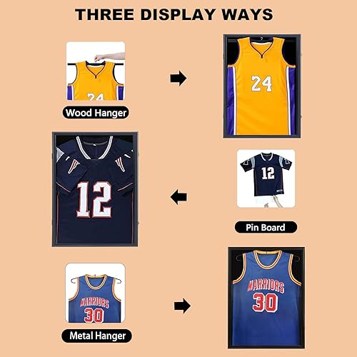 Miniatura 2 de Grintus Estuche de exhibición con marco de jersey, caja de sombra de jersey con 98% de protección UV, acrílico y colgador para béisbol, baloncesto,