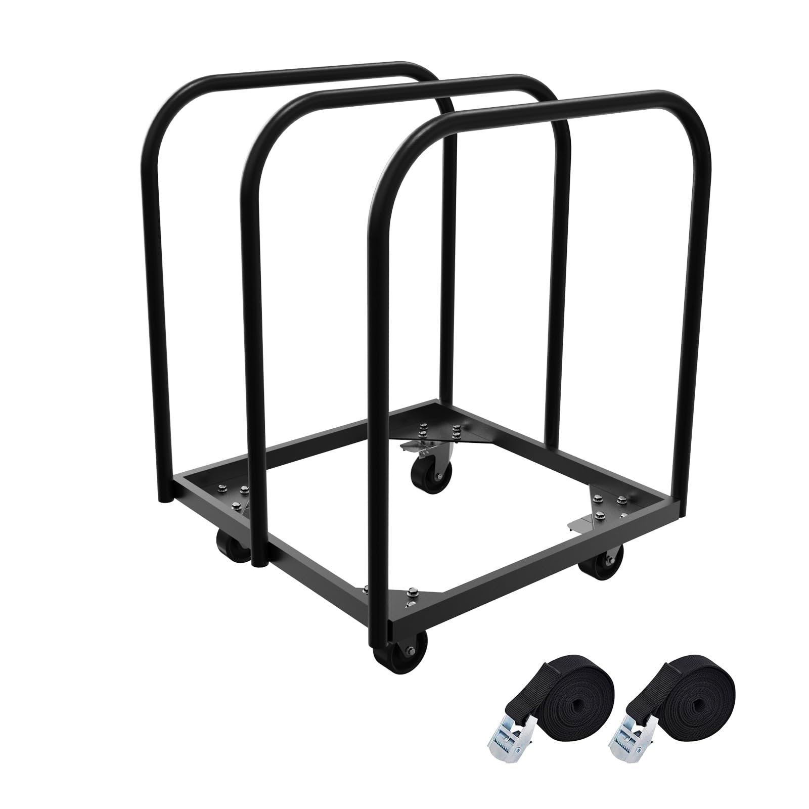 Folding Table & Chair Cart - 3 Gan Panel Dolly with 4" Swivel Casters, 8-Piece Storage for Chairs & Tables, Includes 2 Straps for Moving Lumber, Mattress, Plywood, Boxes