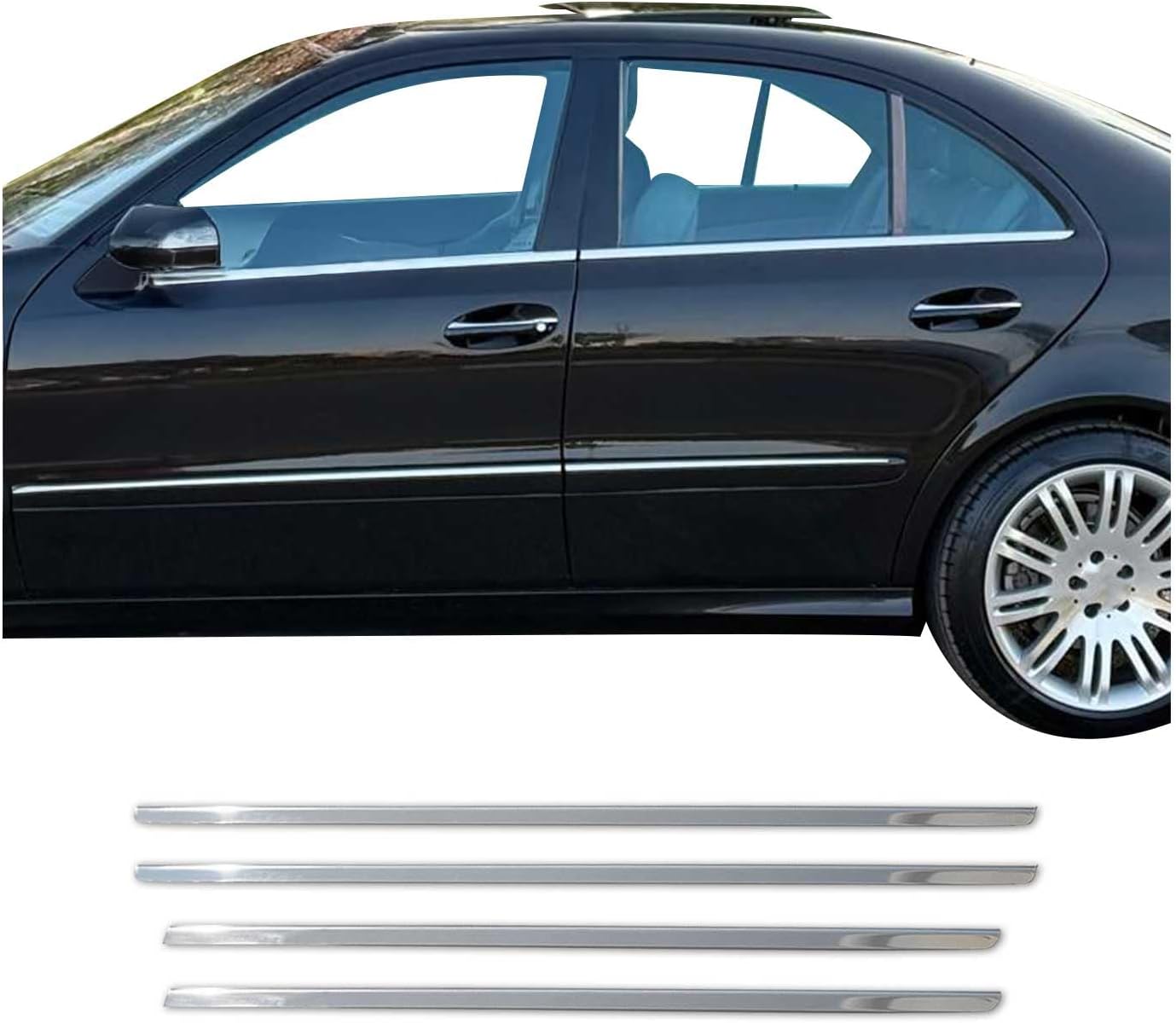OMAC Window Molding Trim for Mercedes E Class W211 Sedan 2004-2009 Stainless Steel 4X