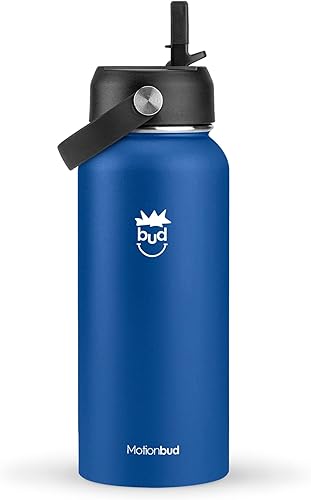 Miniatura 9 de Motionbud Botella de agua de 22 onzas, botellas de agua con aislamiento de doble pared de acero inoxidable, boca ancha, 3 tapas a prueba de fugas