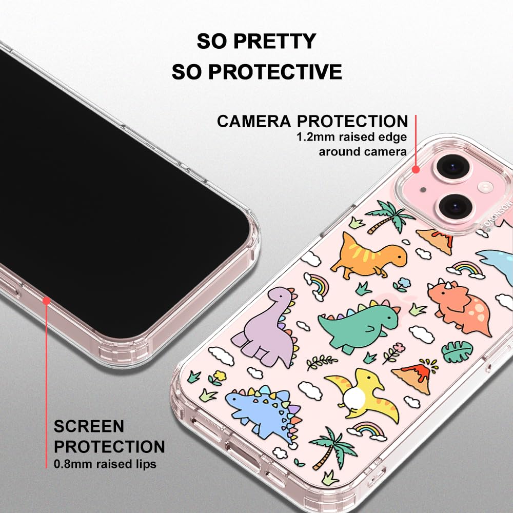 MOSNOVO Case for iPhone 15, [Buffertech 6.6ft Military-Grade Drop Protection] [Anti Peel Off Tech] Clear TPU Bumper Phone Case Cover Design - Dinosaur Land - 5