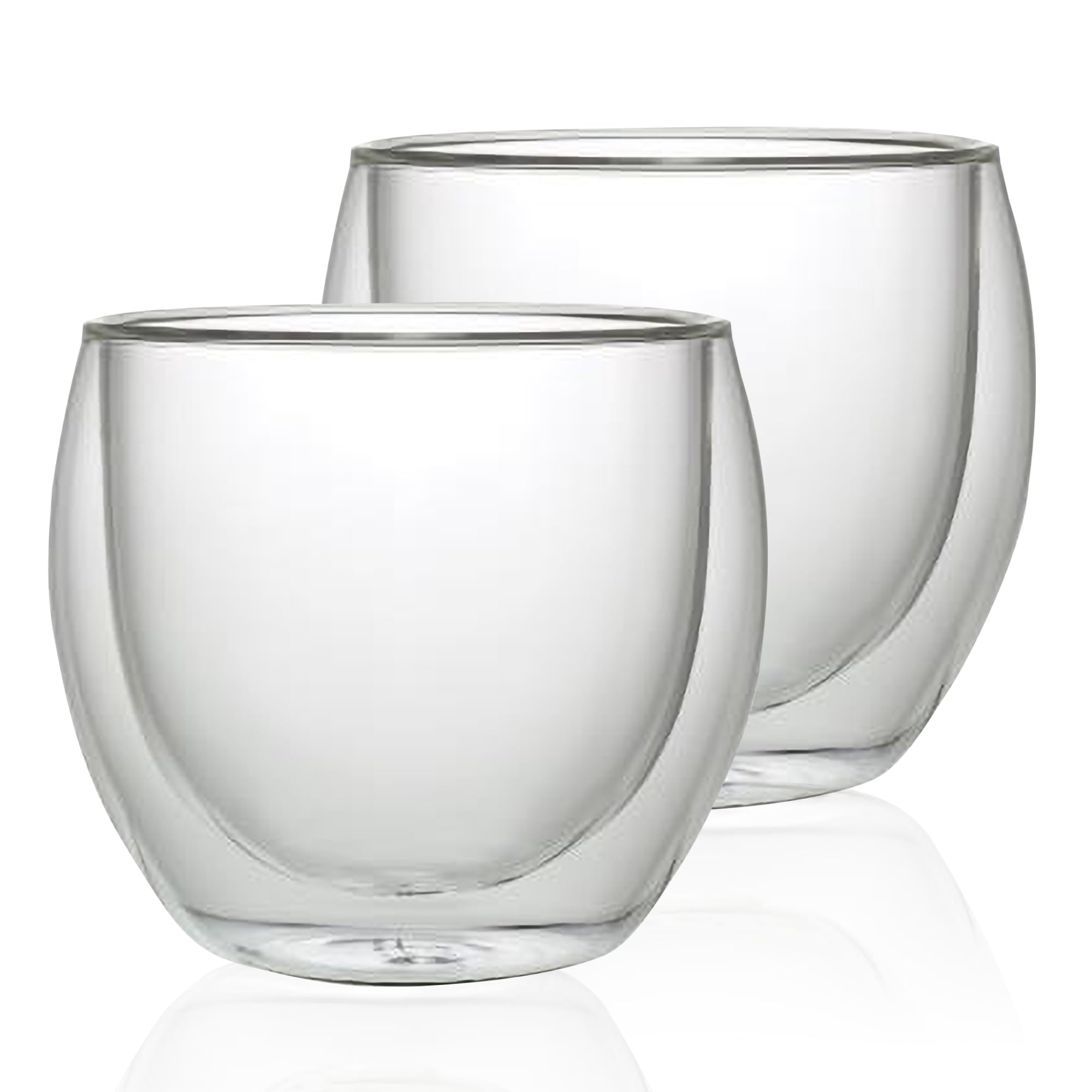 Double Wall Coffee Cups Set of 2 - Borosilicate Glass Insulated Mugs for Hot and Cold Beverages, Clear Glass Tea and Latte Cups