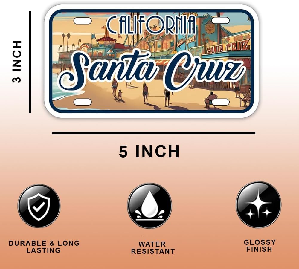 Santa Cruz California Sticker Beach City Vinyl Decal Travel Souvenir Waterproof 5x3 Inch Laptop Water Bottle Car Window Decorative City Name Sticker image 3