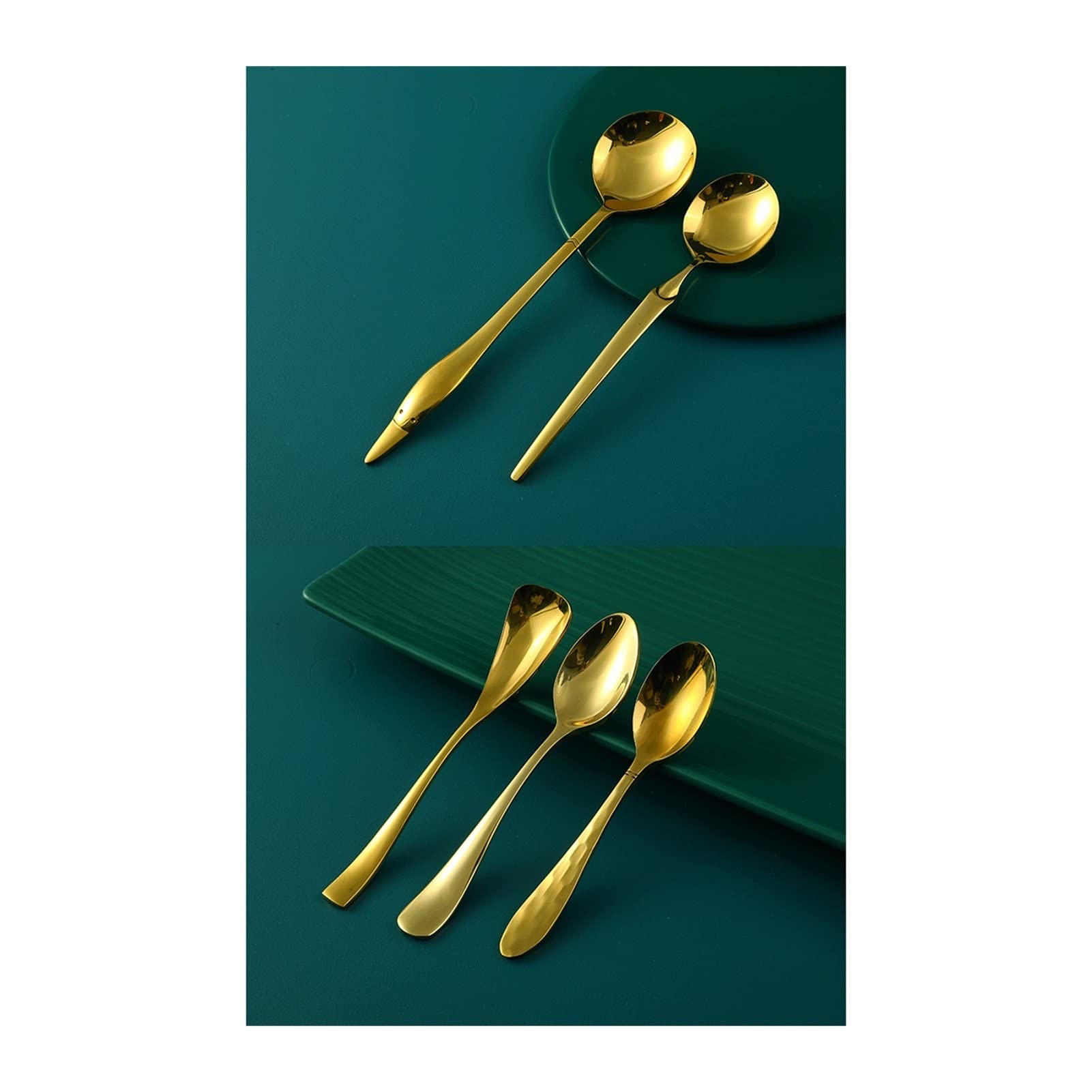 Tnfeeon Set Di Cucchiaini Da Tè In Ottone Con Manico Lungo, 15,6 Cm, Cucchiai Per Caffè, Dessert, Gelato, Zucchero, Con Motivo Rospo, Accessori Da Cucina - 4