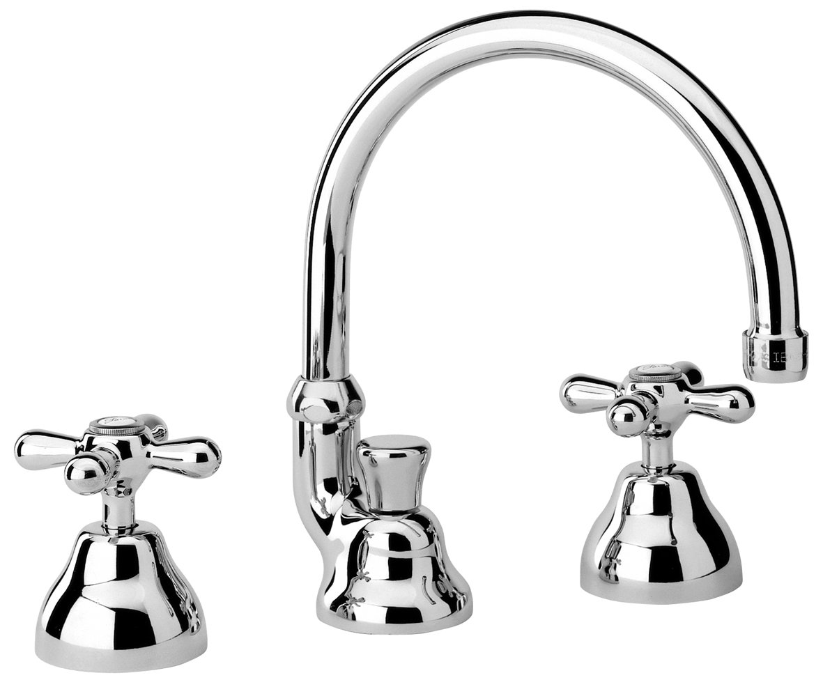 Paini - Grifería de batería para lavabos de 3 orificios con caño giratorio y desagüe automático, modelo Liberty, cód. CR214