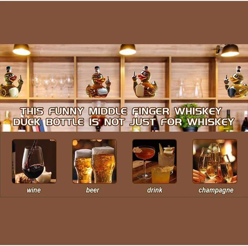 Funny Middle Finger Animal Decanter - Duck, Turtle, Dog Design Whiskey Glass Bottle, 10oz Novelty Bar & Office Decor, Hilarious Gag Gift for Men (Turtles)