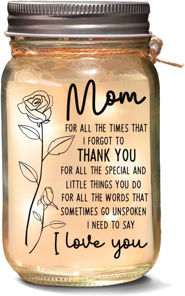 Mason Jar Night Light for Mom from Daughters, Sons, Kids, Christmas Gifts For Mom Grandma, Sentimental Best Mom Gift for Women, Centerpiece Table Decorations, Thank You Gifts for Women - Image 6