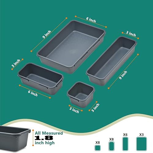 Miniatura 9 de 25 bandejas organizadoras de cajones para joyas de maquillaje o dispositivos, contenedores de almacenamiento entrelazados para oficina, dormitorio,
