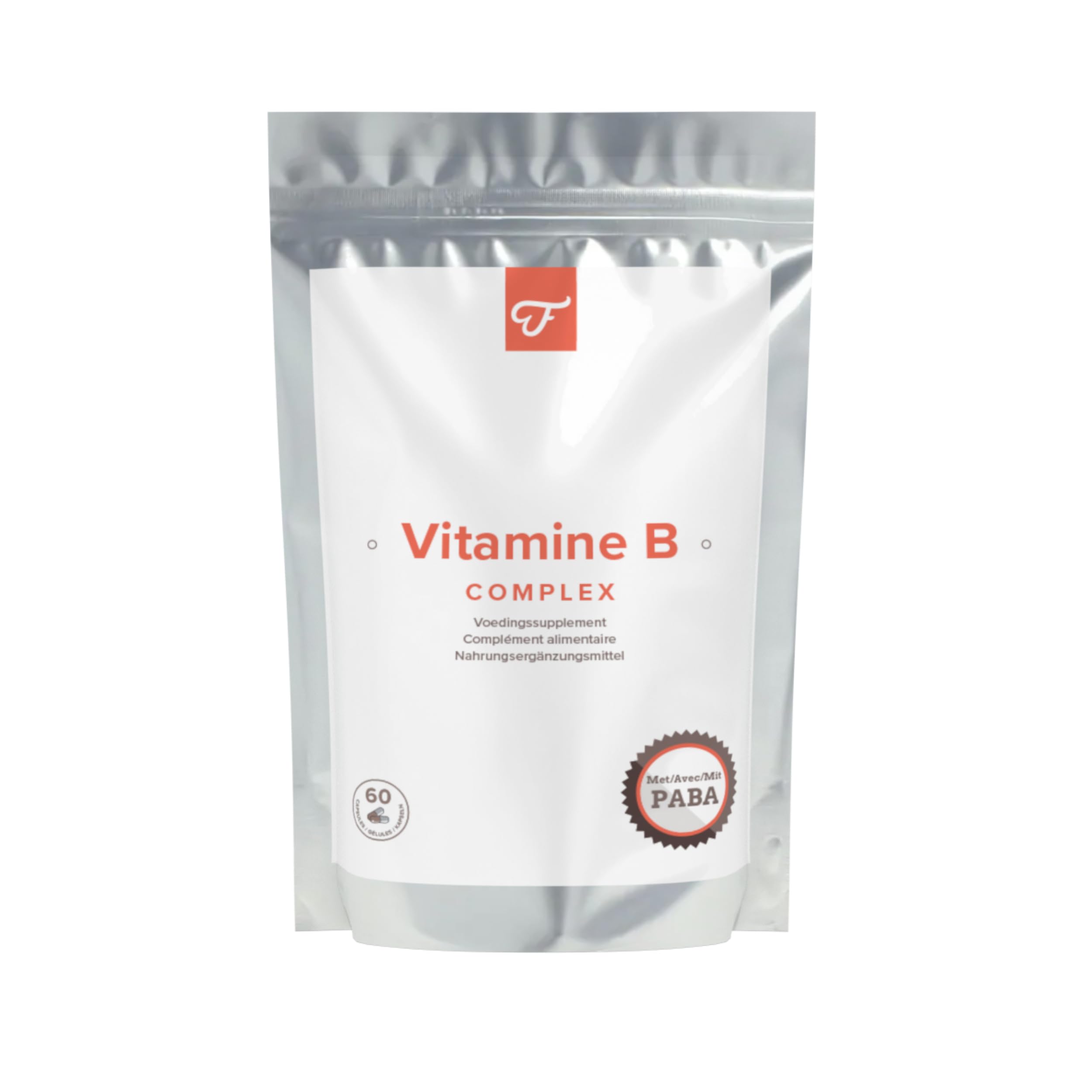 Foodie Vitamin B-Komplex – 6x 60 Kapseln hochdosiert – Alle 8 B Vitamin B1, B2, B3, B5, B6, B8, B9 und B12 – Bessere Energieproduktion, Gehirnfunktion und Vitalität