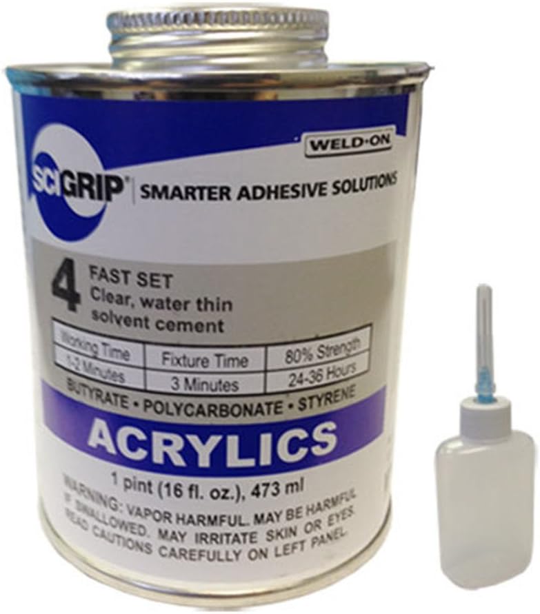 Weld-On 4 Acrylic Adhesive - Pint and Weld-On Applicator Bottle with Needle