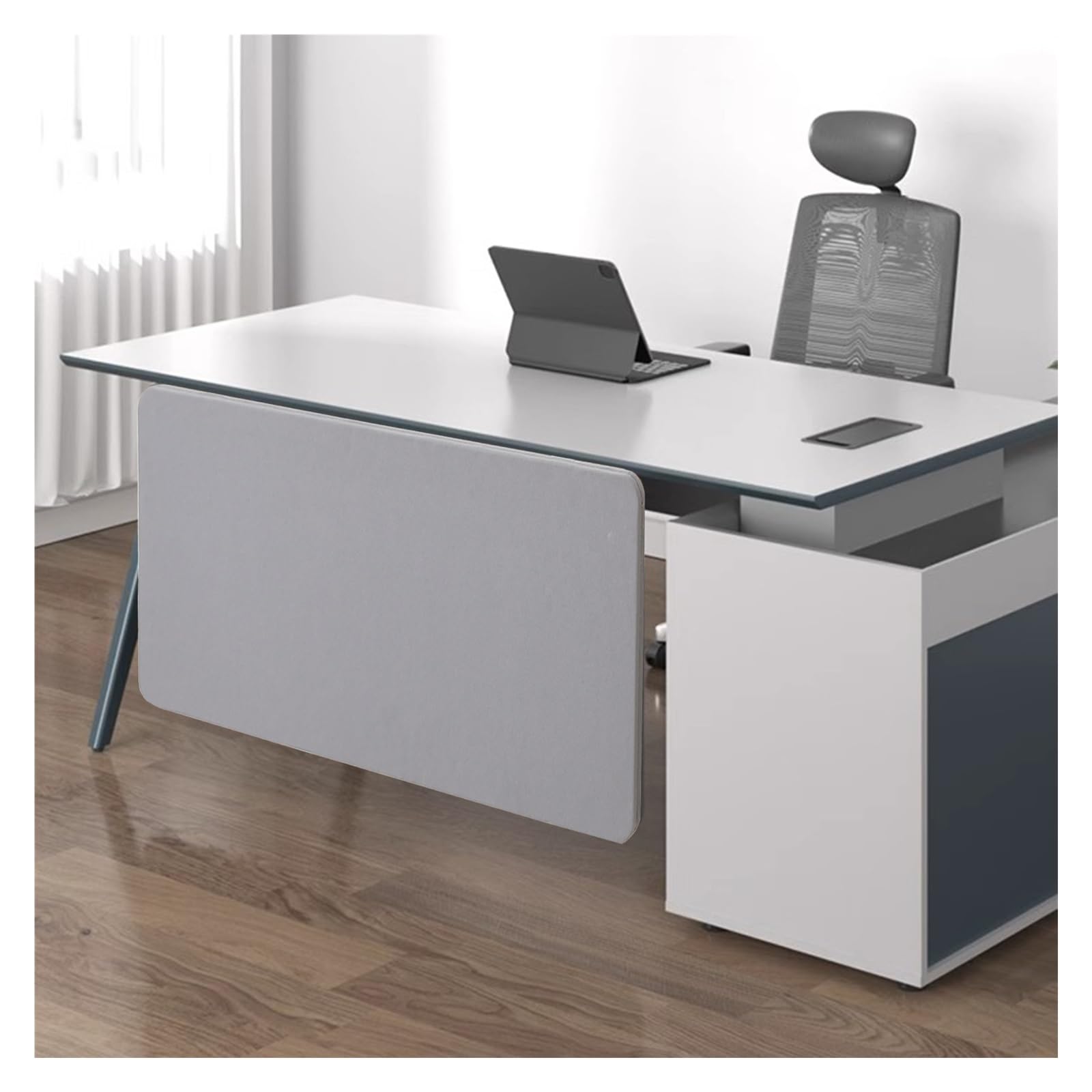 JYHHCYS Under Desk Privacy Panel, Universal Desk Divider Acoustic for Sit Stand Workstations 80 120 140 160 Cm, Office Desk Dividers Partitions Mount Over Or Under Yours Desk(Light Grey,LxH 60x40 cm)